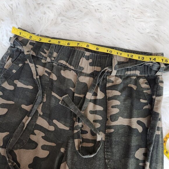 Soho Pants Women's M Camo Linen Drawstring Elastic Waist Casual Pull On - Picture 7 of 12